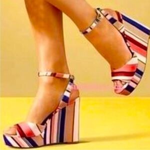 Kate Spade Sandal New York Women's Dellie Wedge Multicolor Shoe Size 7.5